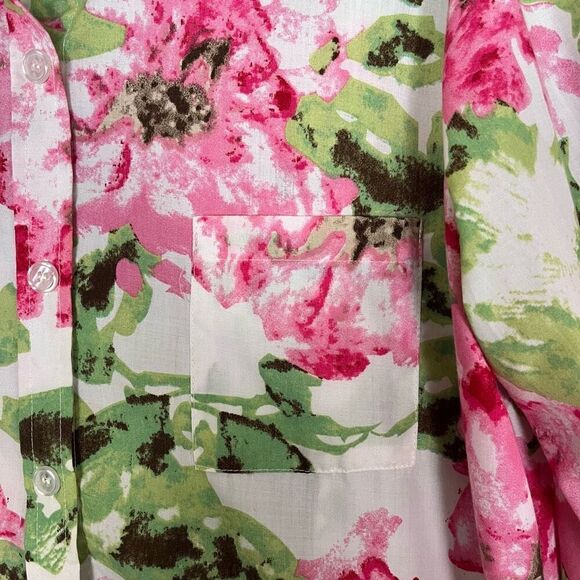 Adrian Delafield Floral Gingham Shirt Womens XL Button Up Easter Spring Country - Picture 4 of 11